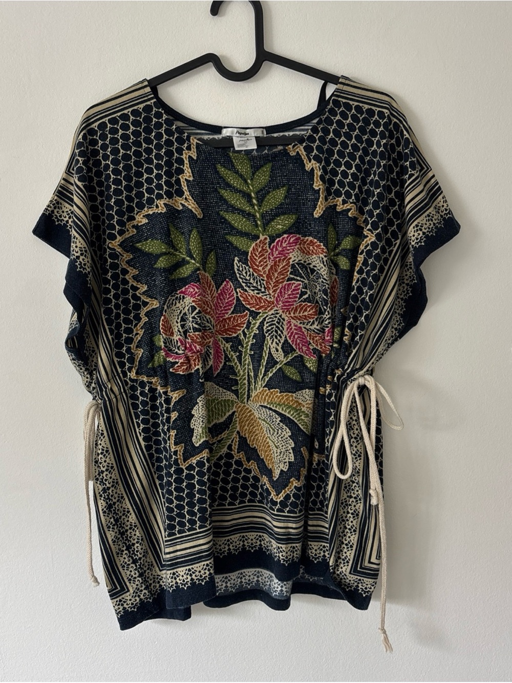 Floral Navy Tie-Side Women’s Top